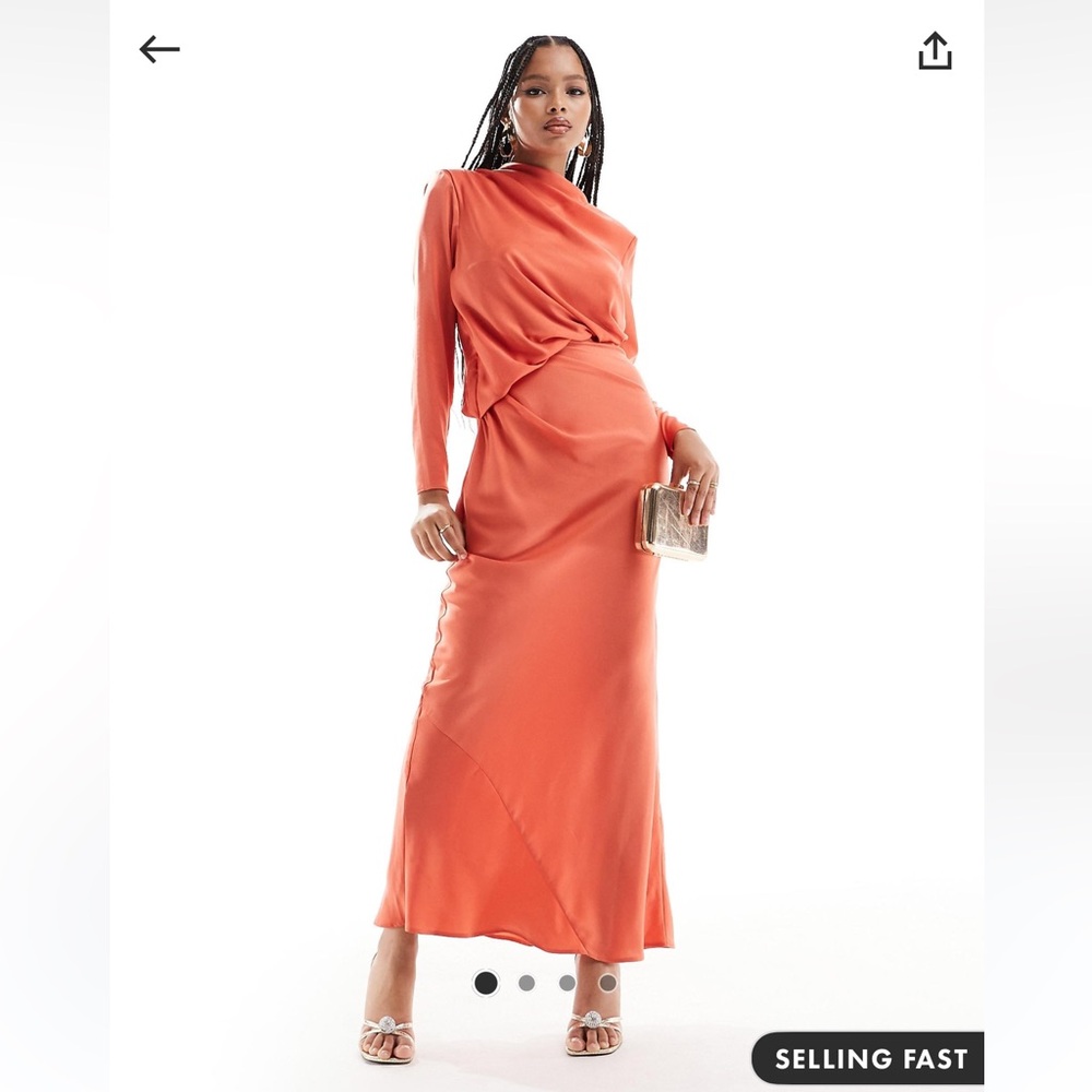 ASOS DESIGN satin tuck detail maxi dress with ruched detail